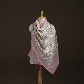 Pochampally Ikat Pure Handwoven Merino Wool x Silk Shawl 03