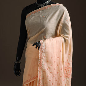 Hand Embroidered Terivoile Cotton Lucknowi Chikankari Saree 02