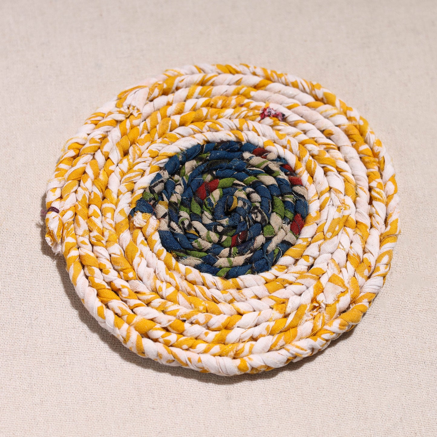 Upcycled Fabric Hand Braided Coaster 45