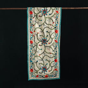 Beige - Ranihati Chanderi Silk Hand Embroidered Stole 130