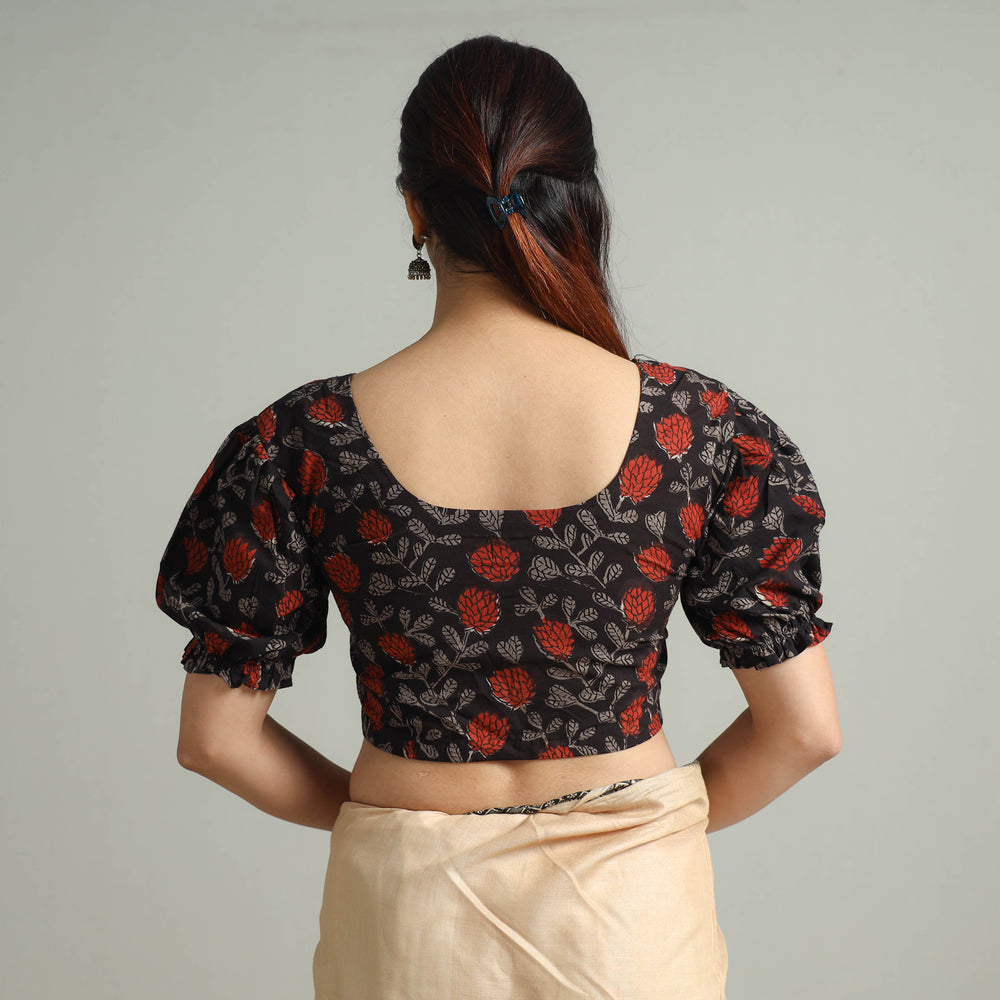 Black - Bagru Block Printed Cotton Stitched Blouse 01