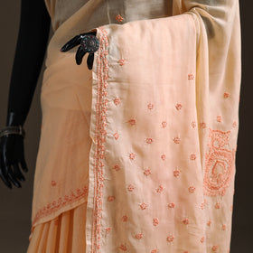 Hand Embroidered Terivoile Cotton Lucknowi Chikankari Saree 02