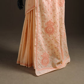 Hand Embroidered Terivoile Cotton Lucknowi Chikankari Saree 02