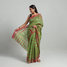 Green Elegant Tie & Dye Shibori Silk Saree Online in India