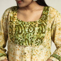 Yellow - Kutch Batik Printed Cotton A-Line Kurta