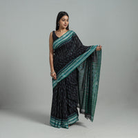 Black - Ikat Weave Handloom Cotton Sambalpuri Saree 07