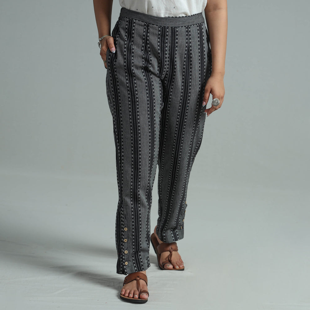 Black - Jacquard Weave Cotton Elasticated Pant 11