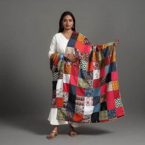 Multicolor - Reversible Block Print Cotton Patchwork Dupatta 04