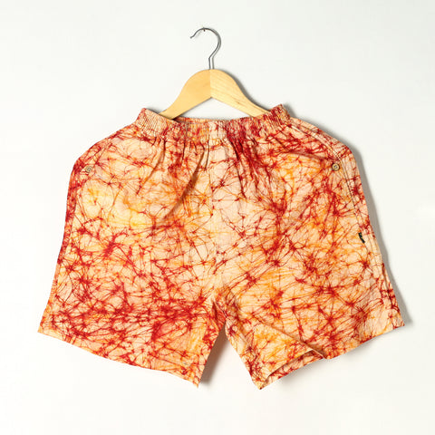 Orange - Hand Batik Printed Cotton Unisex Boxer/Shorts