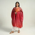 Red Traditional Tie & Dye Tussar Silk Leheriya Dupatta
