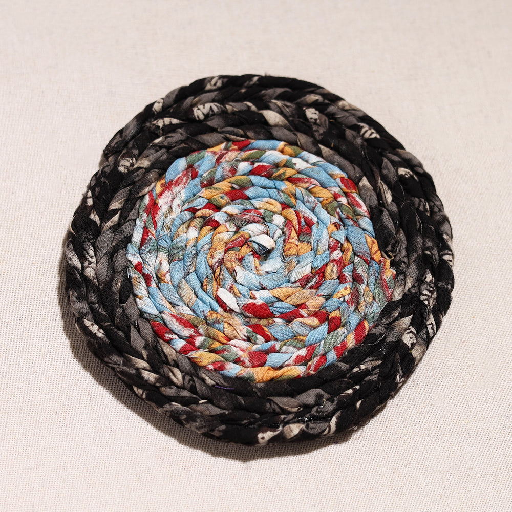 Upcycled Fabric Hand Braided Coaster 47