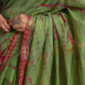 Green Elegant Tie & Dye Shibori Silk Saree Online in India