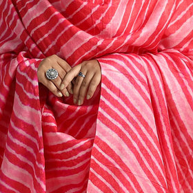 Pink Traditional Tie & Dye Tussar Silk Leheriya Dupatta