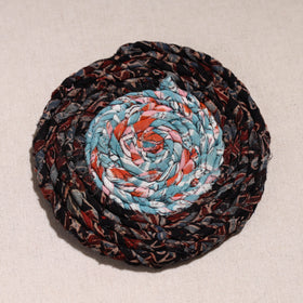  Upcycled Fabric Hand Braided Coaster 