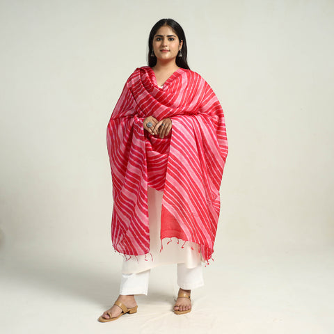 Traditional Tie & Dye Tussar Silk Leheriya Dupatta 16