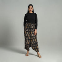 Black - Bagru Block Print Cotton Elasticated Harem Pant 01