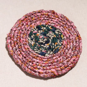  Upcycled Fabric Hand Braided Coaster 