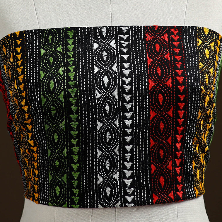 Bengal Kantha Hand Embroidered Cotton Blouse Piece 112