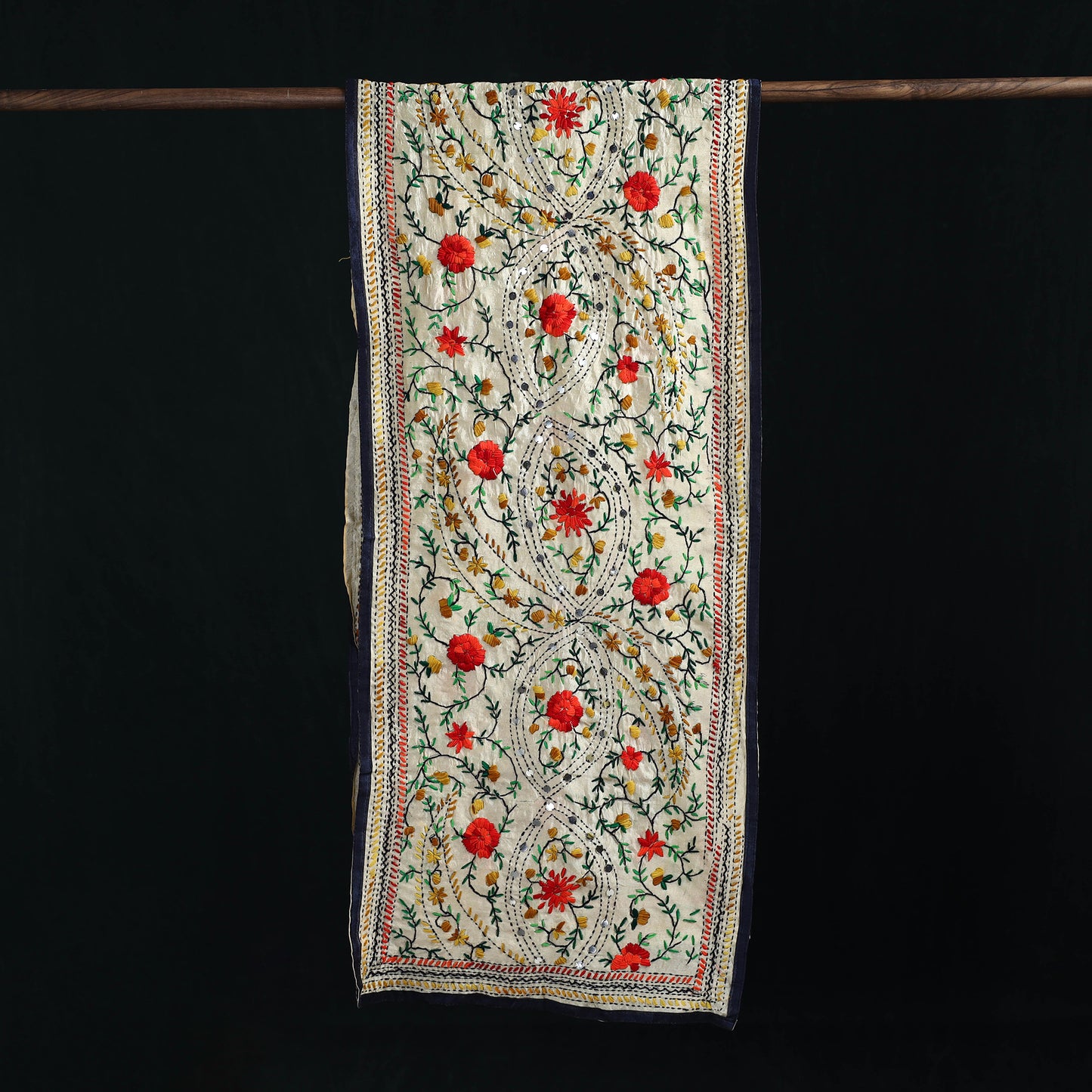 Ranihati Chanderi Silk Hand Embroidered Stole 121