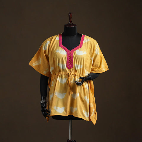 Shibori Tie-Dye Patchwork Cotton Kaftan (Short) 13