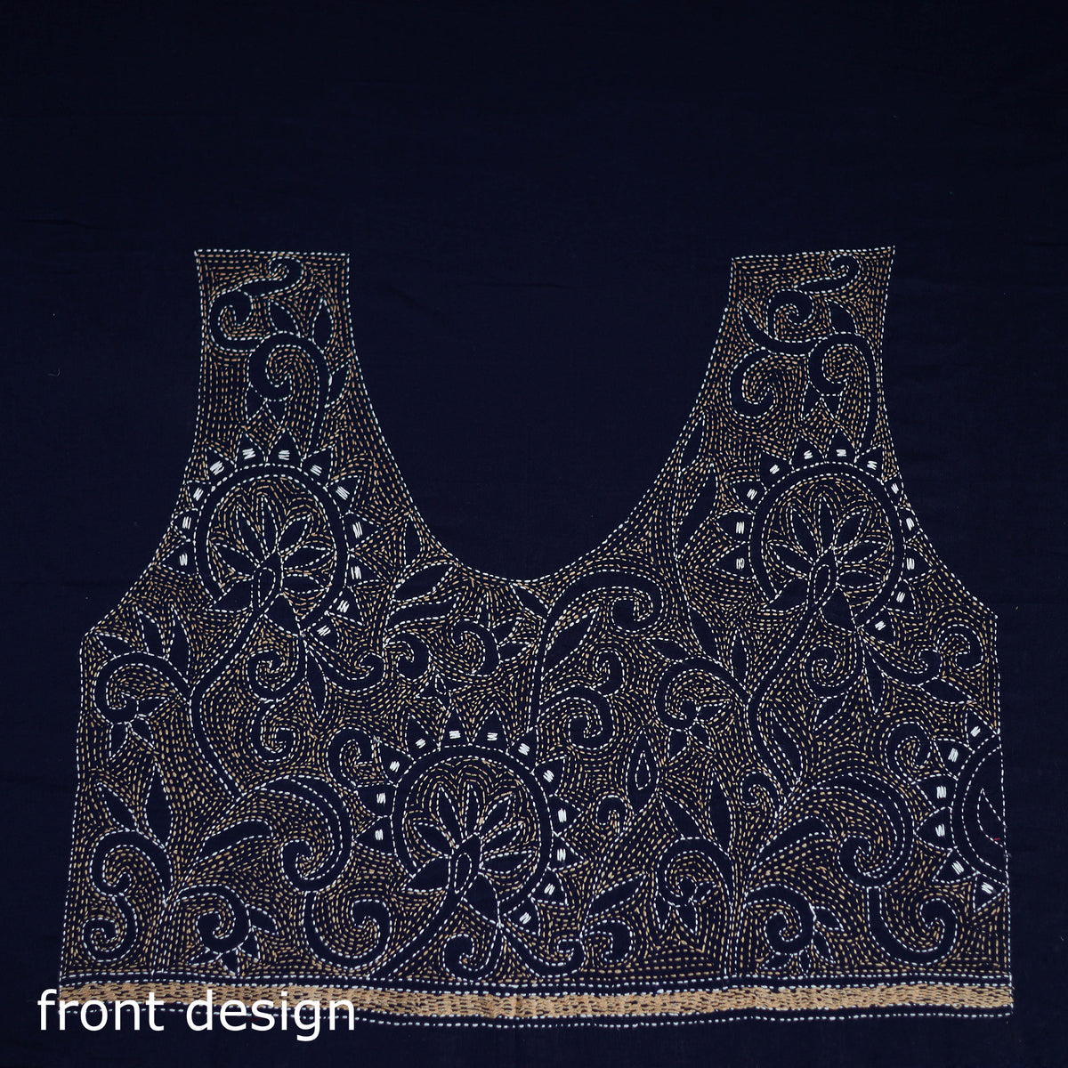 Bengal Kantha Hand Embroidered Cotton Blouse Piece 113
