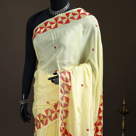 Chinon Silk Hand Embroidery Phulkari Saree 09