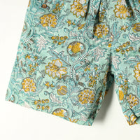 Green - Sanganeri Block Printed Cotton Unisex Boxer/Shorts