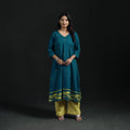 Hand Embroidered Jacquard Cotton A-Line Long Kurta for Women 04