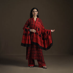 Natural Dyed Hand Block Bagh Print Cotton Suit Set with Dupatta for Women 26