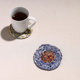  Upcycled Fabric Hand Braided Coaster 