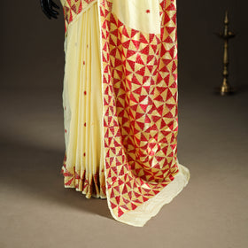 Chinon Silk Hand Embroidery Phulkari Saree 09