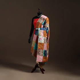 Multicolor - Bengal Hand Embroidery Patchwork Reversible Silk Kantha Dupatta 13
