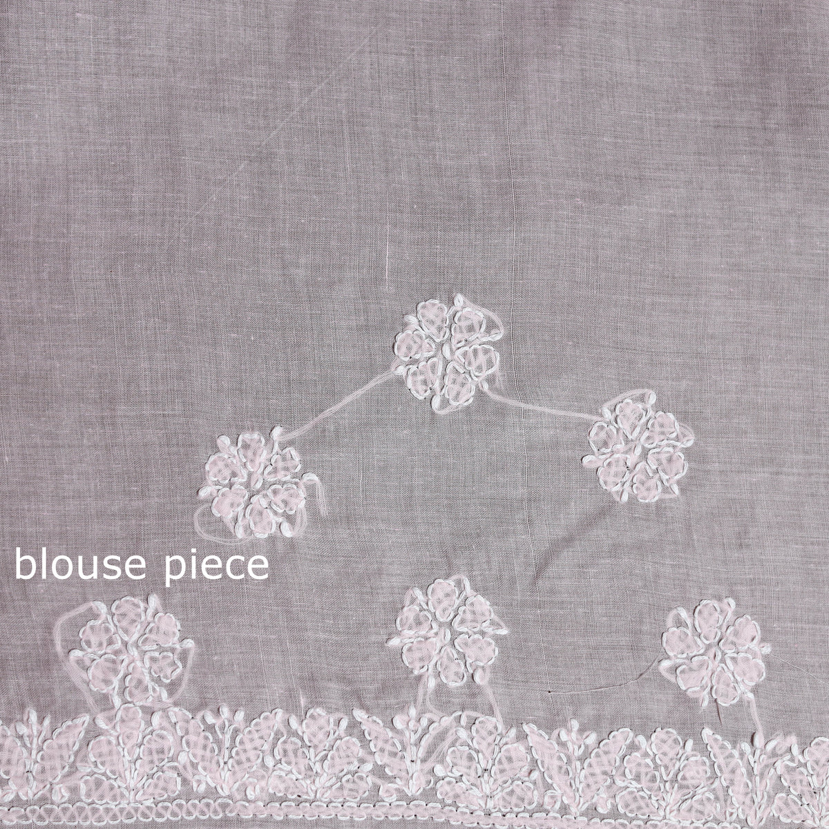 Hand Embroidered Terivoile Cotton Lucknowi Chikankari Saree 05