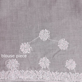 Hand Embroidered Terivoile Cotton Lucknowi Chikankari Saree 05