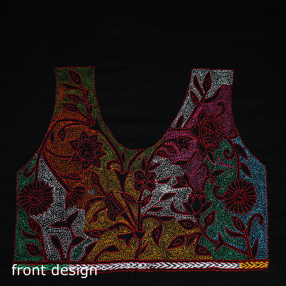 Bengal Kantha Hand Embroidered Cotton Blouse Piece 111