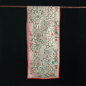 Beige - Ranihati Chanderi Silk Hand Embroidered Stole 118