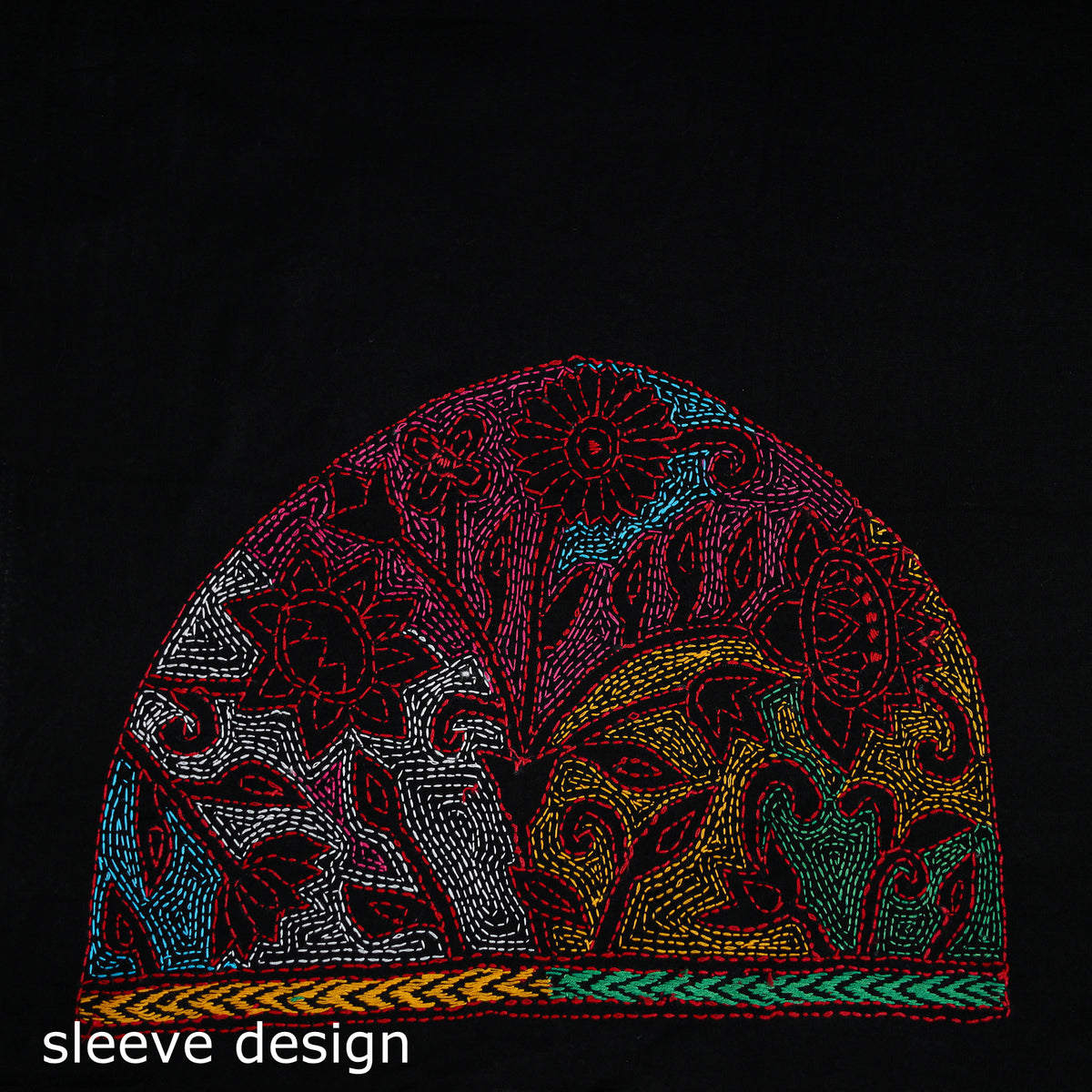 Bengal Kantha Hand Embroidered Cotton Blouse Piece 111