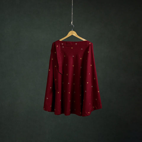 Maroon - Jacquard Cotton Wrap Around Skirt 177