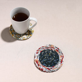  Upcycled Fabric Hand Braided Coaster 