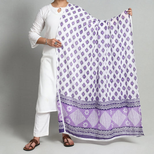Purple - Jaipur Printed Cotton Dupatta 34