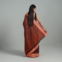 Maroon - Ikat Weave Handloom Cotton Sambalpuri Saree 10