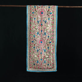 Beige - Ranihati Chanderi Silk Hand Embroidered Stole 116