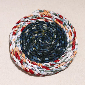  Upcycled Fabric Hand Braided Coaster 