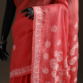Hand Embroidered Terivoile Cotton Lucknowi Chikankari Saree 06