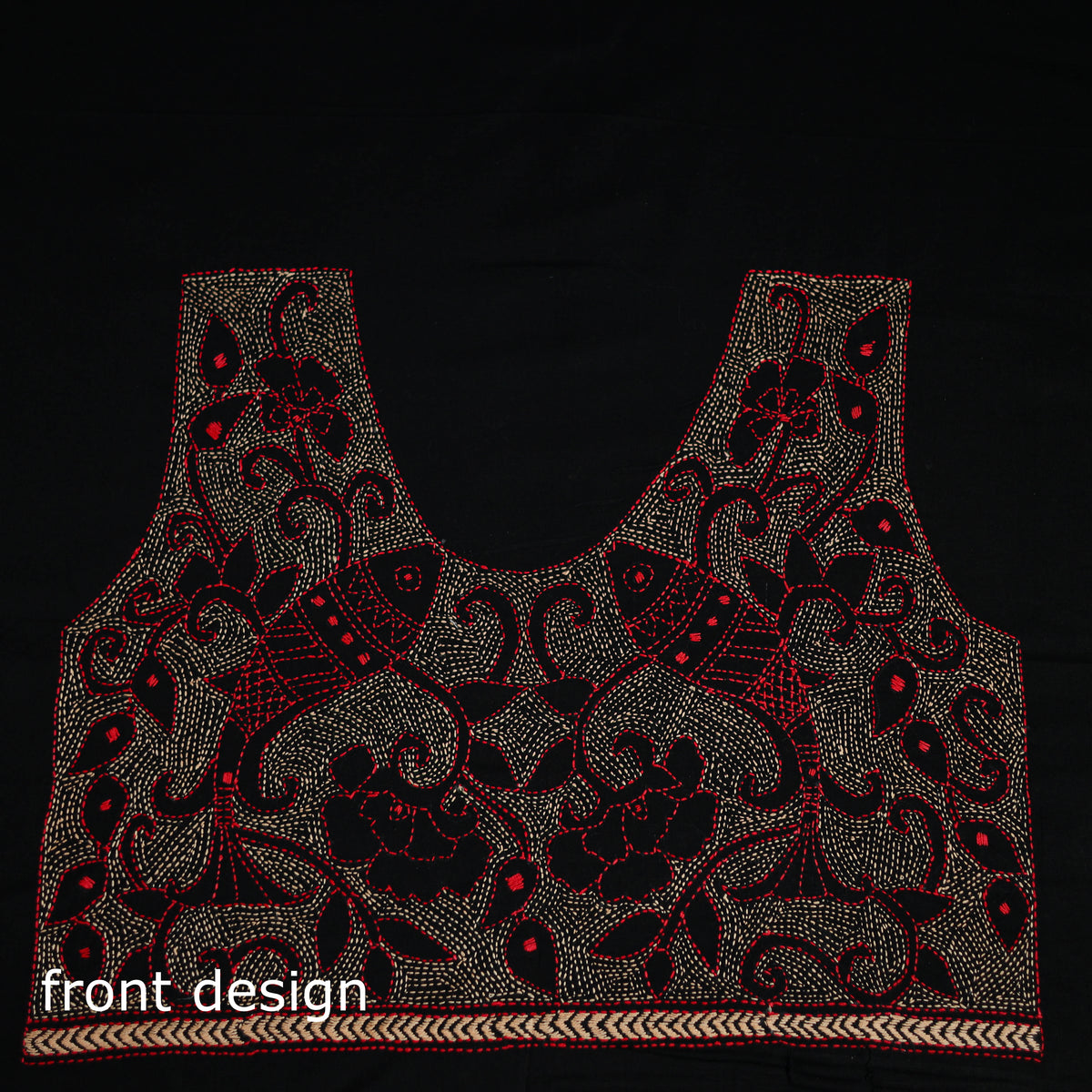Bengal Kantha Hand Embroidered Cotton Blouse Piece 109
