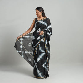 Black Elegant Tie & Dye Shibori Silk Saree Online in India