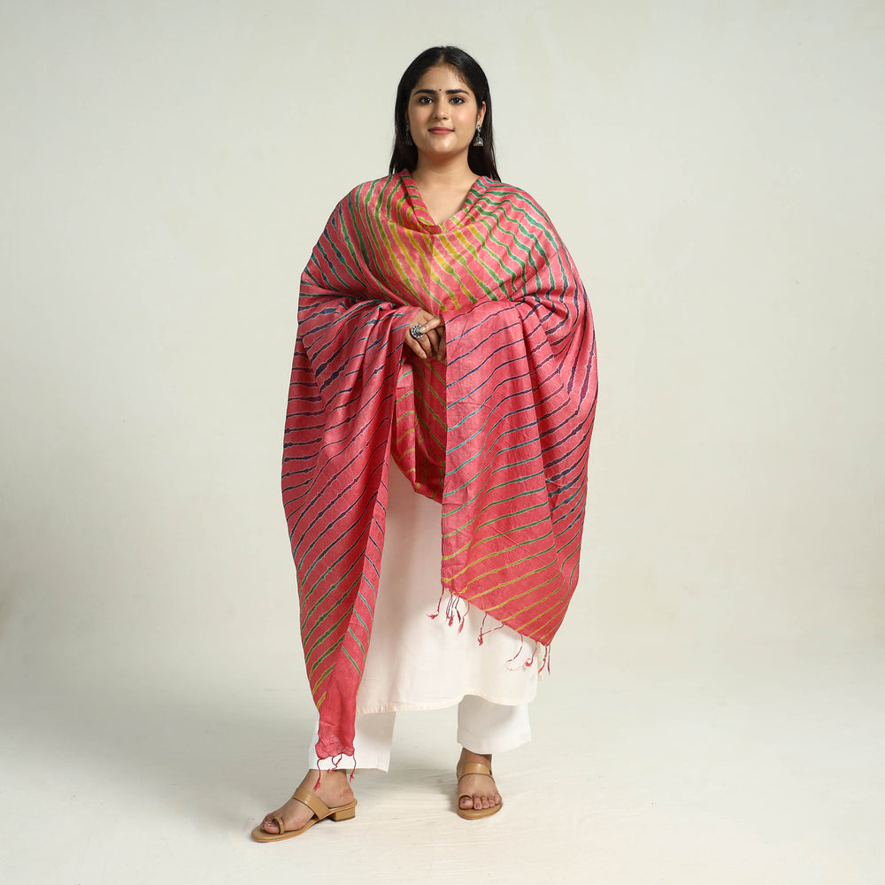 Traditional Tie & Dye Tussar Silk Leheriya Dupatta 20