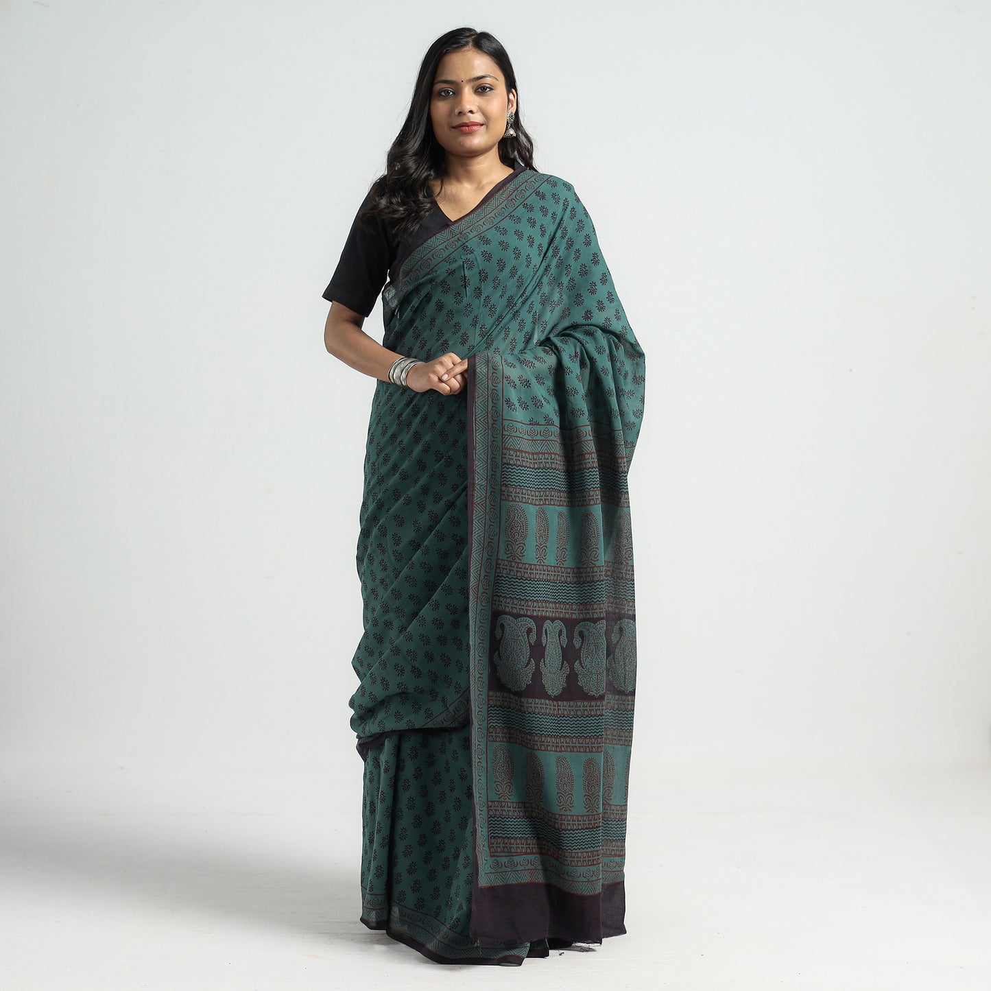 block printed saree