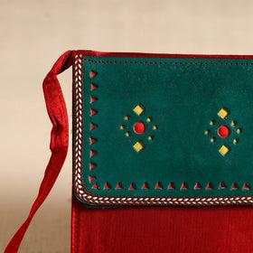 Traditional Kutch Mashru Silk Leather Flap Sling Bag 21
