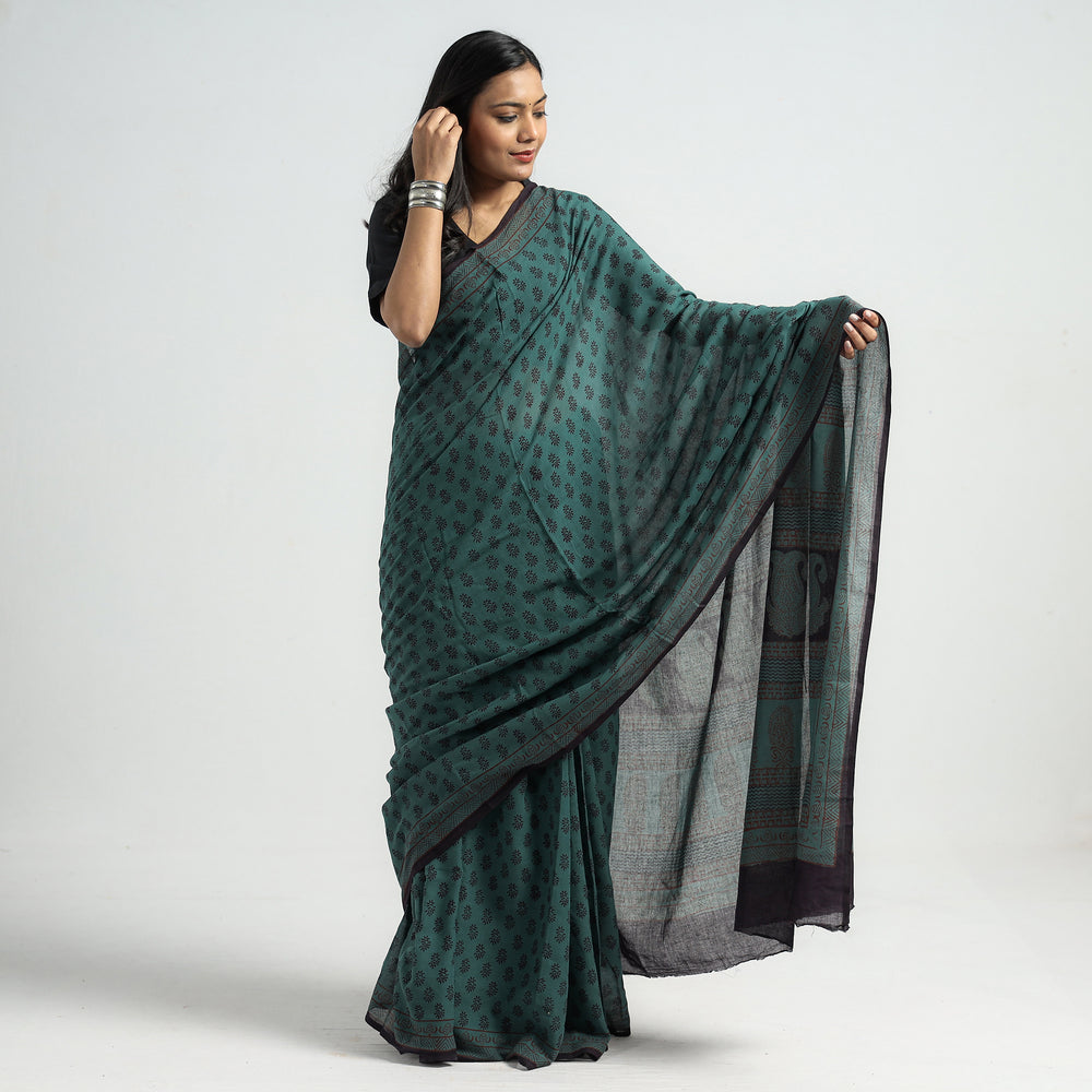 block printed saree